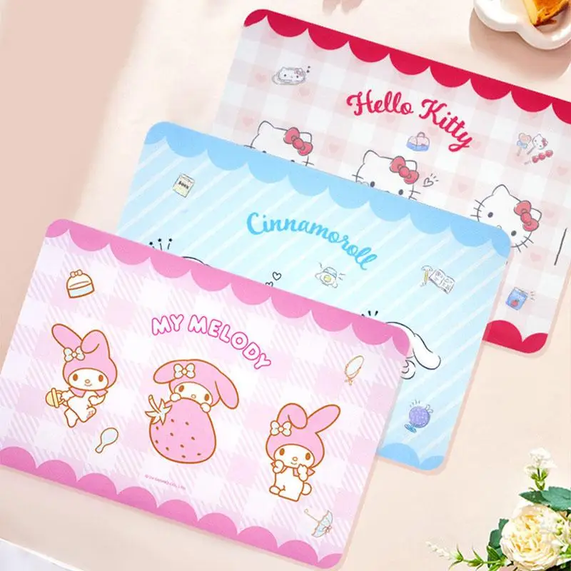 New Sanrio Hello Kitty Meal Mat Kuromi Kitchen Household Kawaii My Melody Cinnamoroll Cute Water Absorbing Anti Scald Table Mat