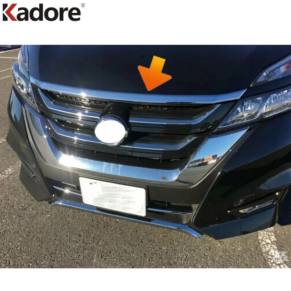 For Nissan Serena C27 2016 2017 2018 2019 ABS Chrome Front Engine Grill Hood Cover Trim Exterior Car Styling Accessories