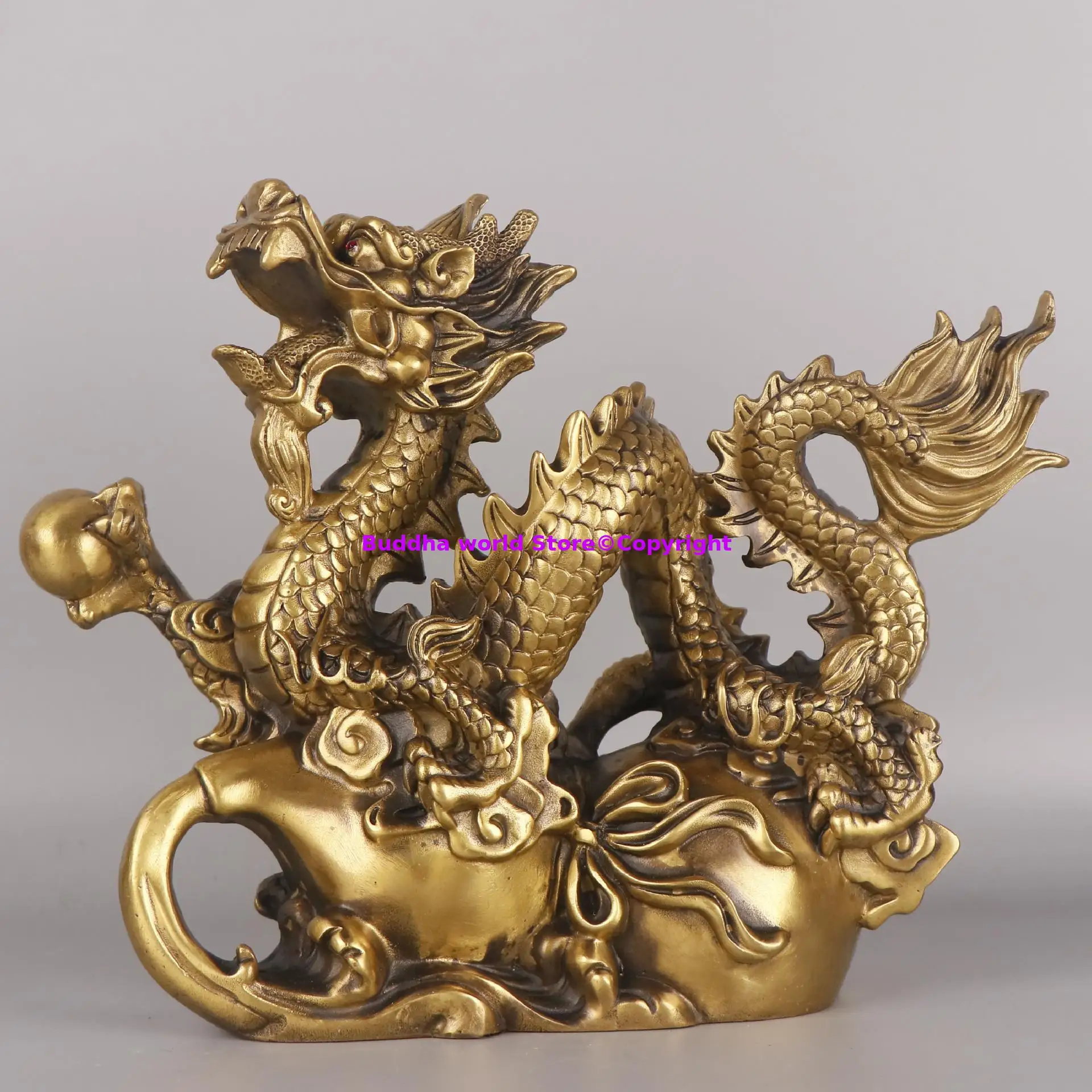 2025 Copper Recruiting wealth money FU LU SHOU fortune dragon bring good luck Auspicious ornament home office store Prosperous