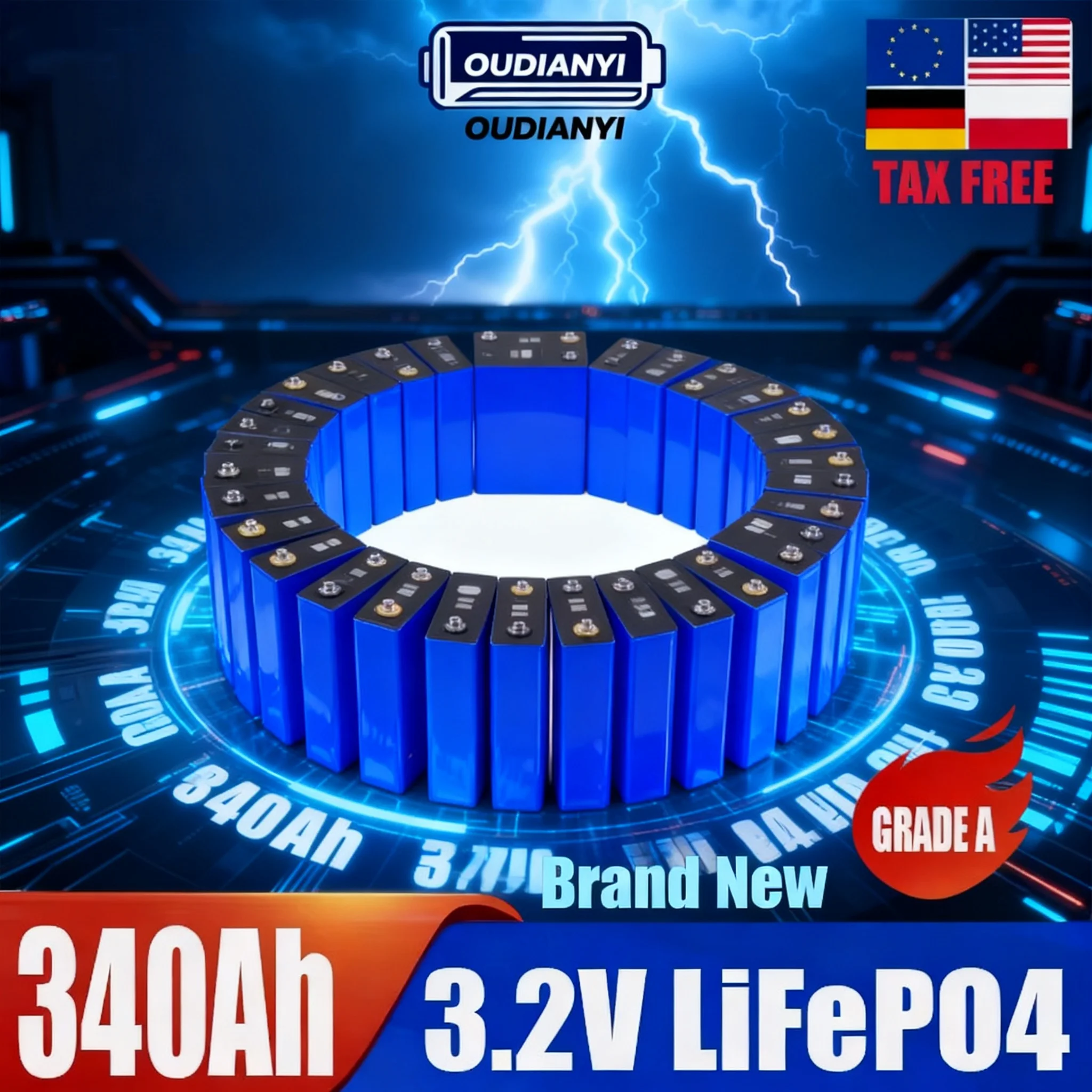 12000 دورات 3.2 فولت 340 أمبير Lifepo4 بطارية قابلة للشحن الصف أ DIY12V 24 فولت 48 فولت RV EV قارب جولف الطاقة الشمسية التخييم واجب خالية #1