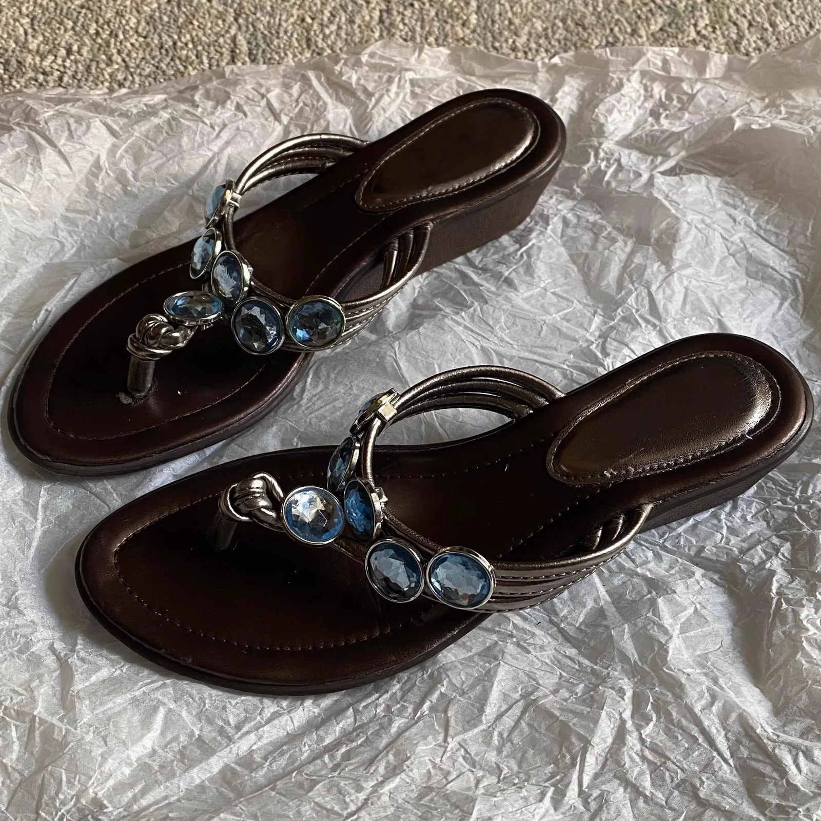 

Crystal Retro Brown Wedge Flip Flops - 2025 Summer Women's Heightening Beach Sandals