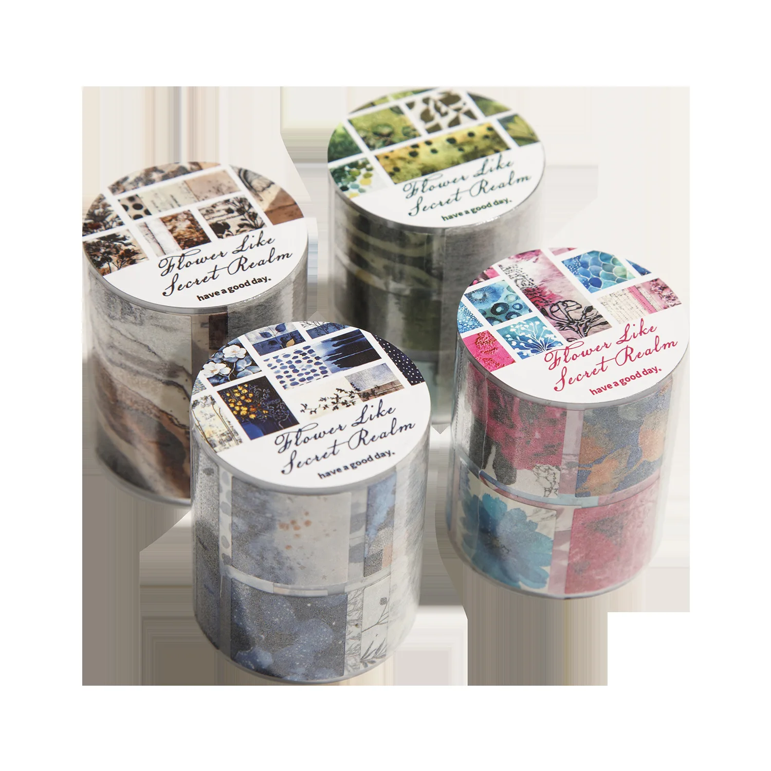 

4pcs DIY Decoration Adhesive Tapes Japanese Huayang Secret Realm Washi Tapes Masking Tapes stickers stationery