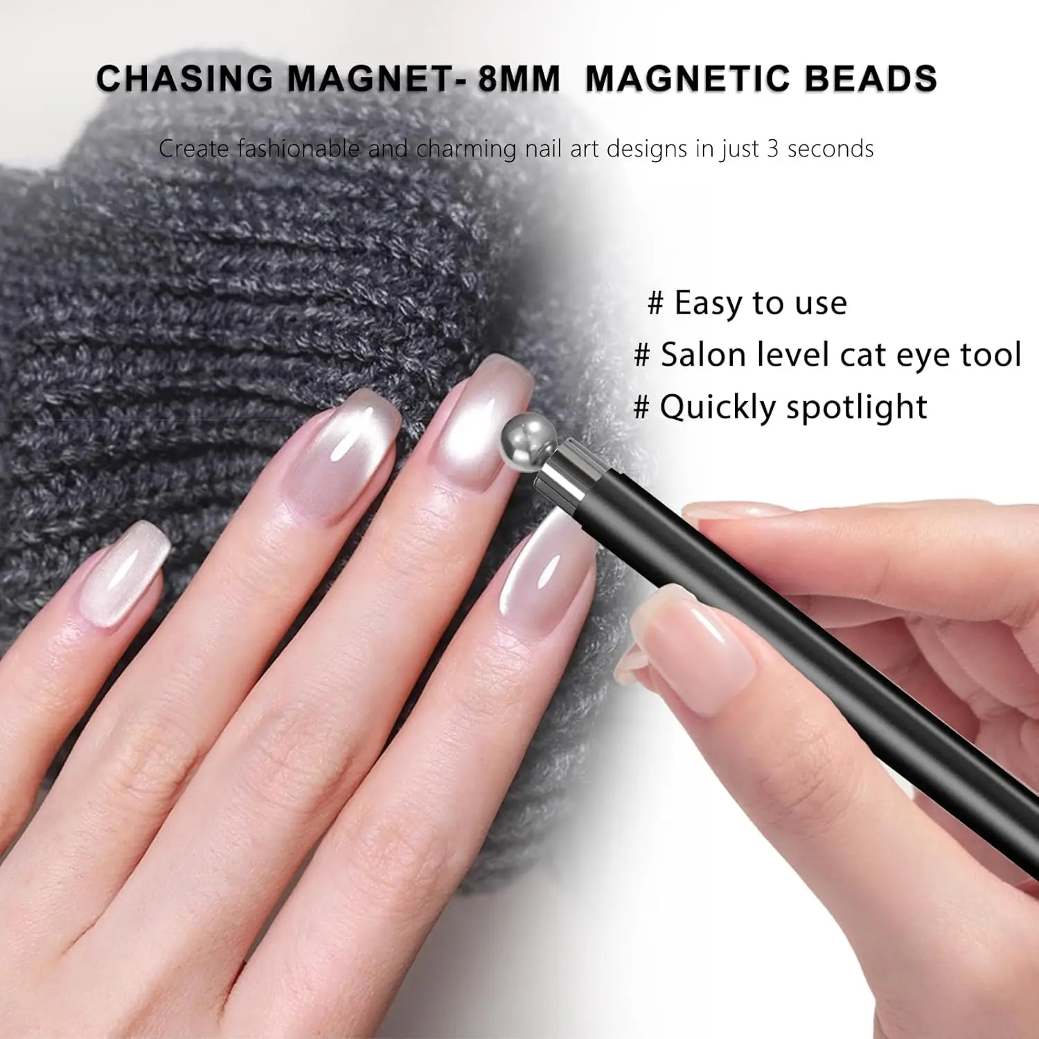 1/2Pcs Round Steel Magnetic Ball Double-Headed Thickened Cat-Eye Magnetic Stick Cylindrical French Magnet Pen Cat Eye Magnet Too