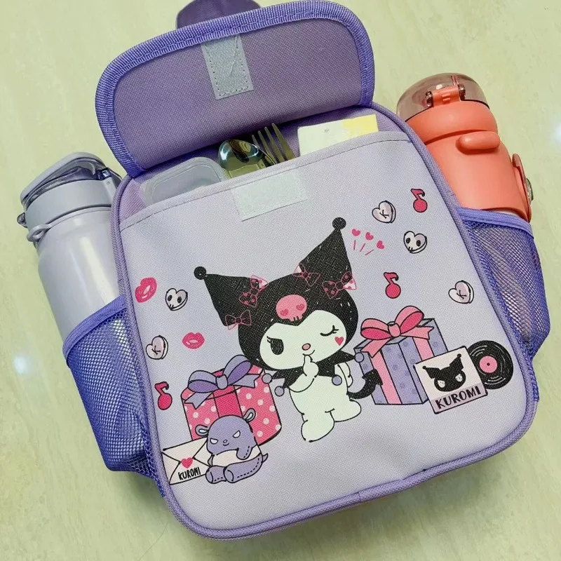 Borsa portaoggetti per scatola da pranzo con motivo a cartone animato Sanrio Hello Kitty, borsa in tela PU Kuromi, borsa da viaggio portatile di grande capacità per ragazza