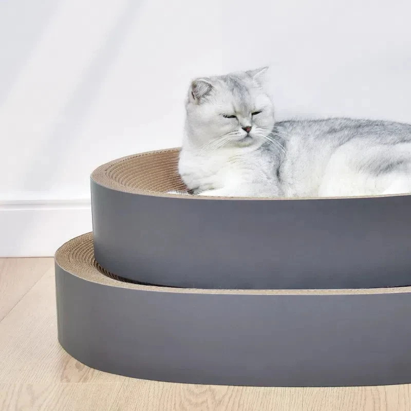 Cardboard Cat Scratch Bed cat scratcher for Indoor Cats Oval Round Shape cat bed Kitty Scratching Pad