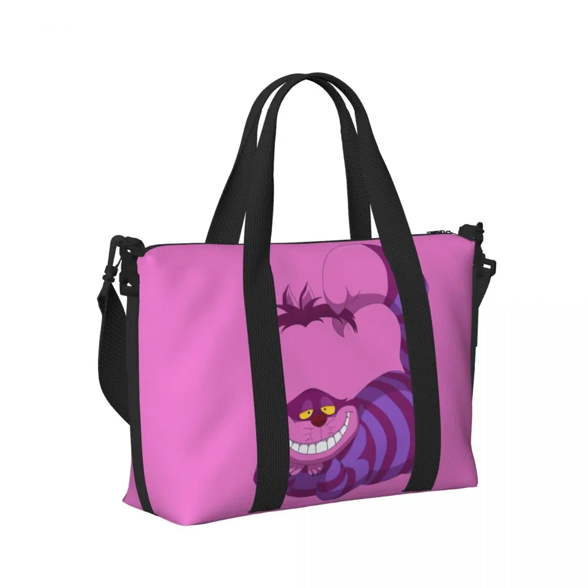 Custom Cheshire Cat Anime Beach Tote Bag Women Extra Large Gym Carry On Alice In Wonderland Travel Shopping Bags