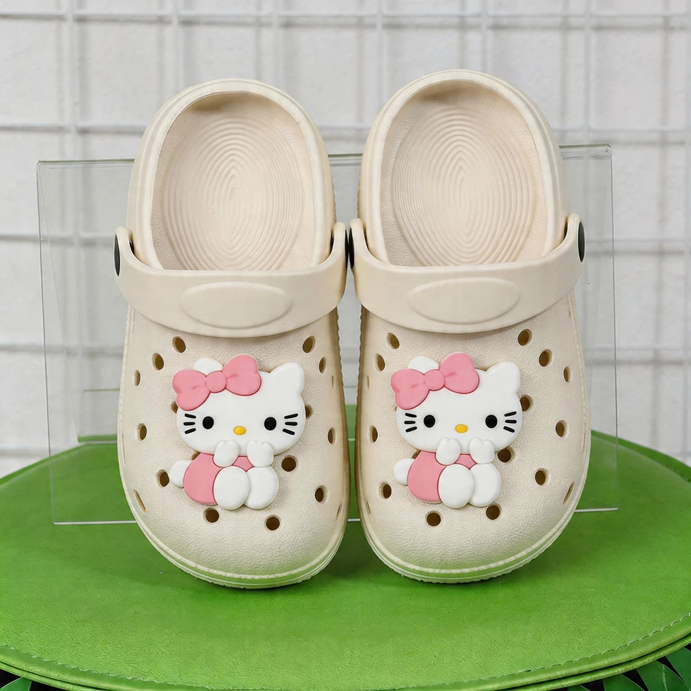 Sanrio Hello Kitty Children Slippers Quick-dry Breathable EVA Hole Shoes For Girls Summer Beach Holiday Indoor Shoes