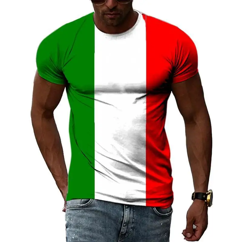 Italy Symbol Printing T Shirt Man Summer O-Neck Short Sleeve Oversized Top Casual Tee Loose Streetwear Unisex Harajaku