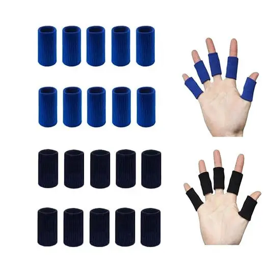 

20Pcs Finger Sleeves Sports Protective Finger Covers Breathable Elastic Supports for Basketball Volleyball Badminton Game Use
