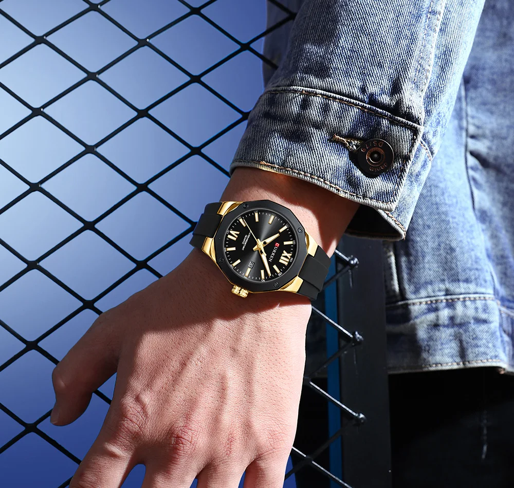 CURREN Einfache Luxus-Herrenuhren Neue Business-Quarz-Armbanduhr mit Silikonarmband Leuchtende Zeiger Wasserdichte Uhr – Detail 15