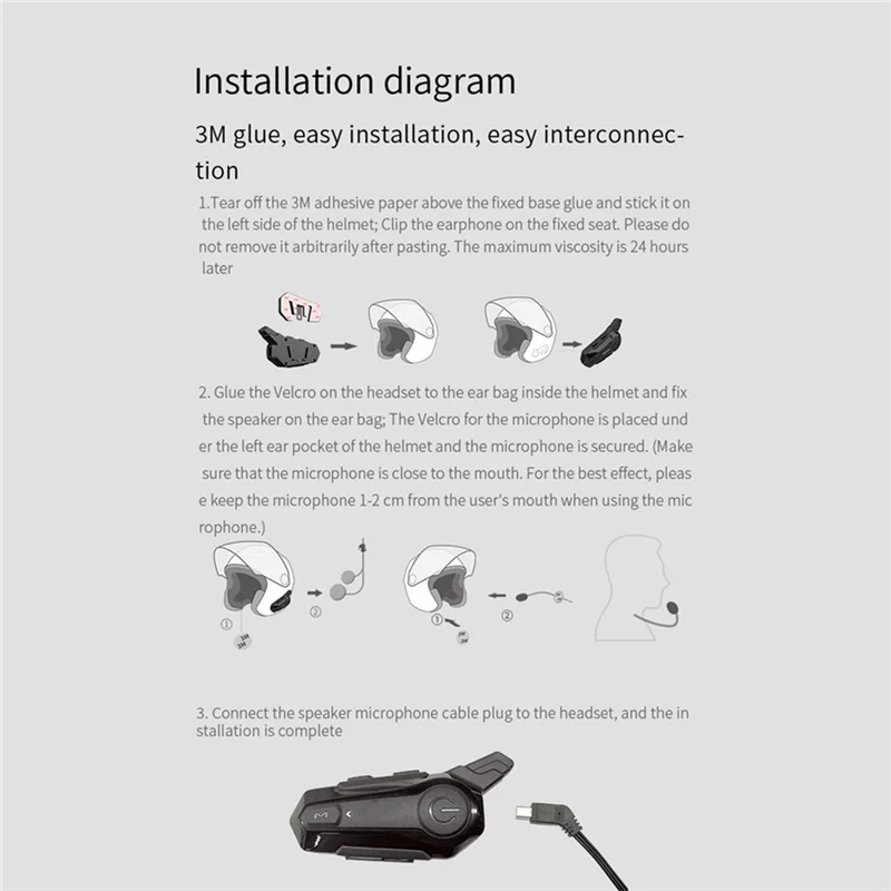 

BT5.0 Motorcycle Headset Intercom Interconnection Outdoor Riding Helmet Headset with DSP+ Noise Reduction Function