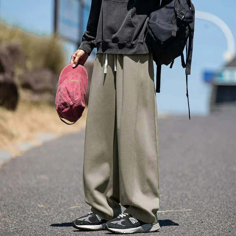 

Autumn Casual Pants Men's Jogger Sweatpants Large Size Elastic Waist Sports Wide Leg Trousers Loose Fitness Cotton Pants Outdoor