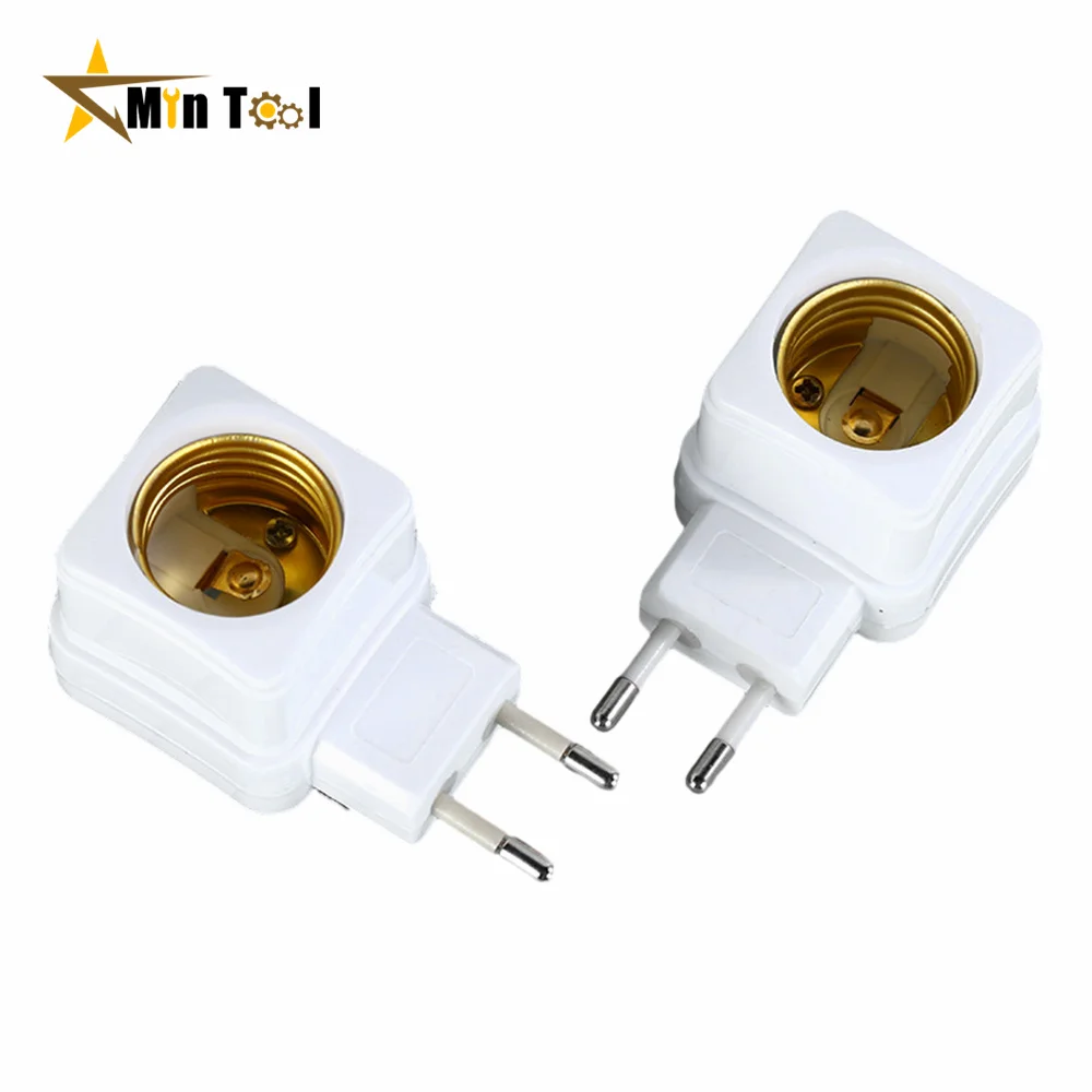 2Pcs E27 LED Lamp Bulbs Socket Base Holder EU Plug Adapter ON/OFF Switch Light Accessories