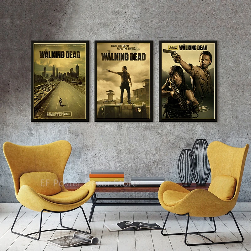 The Walking Dead Poster Rick Grimes/Daryl Dixon Prints Posters Horror TV Show Vintage Home Room Art Wall Decor Retro Painting