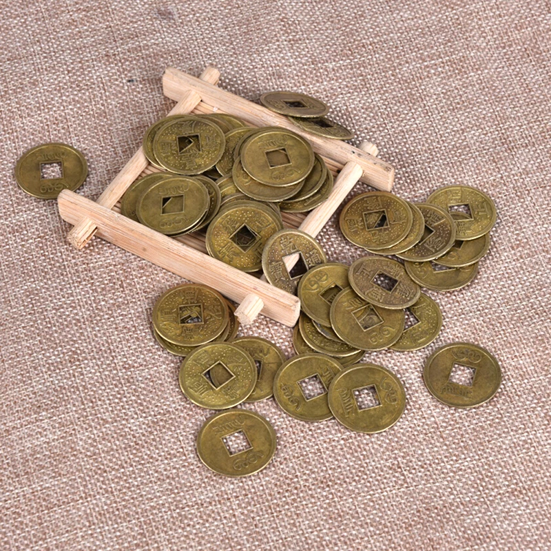 50 Pcs Chinese Traditional Alloy Antique Lucky Wealth Coins Home Decorative Car Hanging Accessories