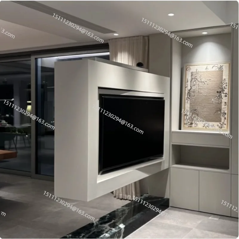 360 Graders Modern Giratory TV Living Room Divider, Pared Lcd, Table Sport/Manually rotate the rectangular base