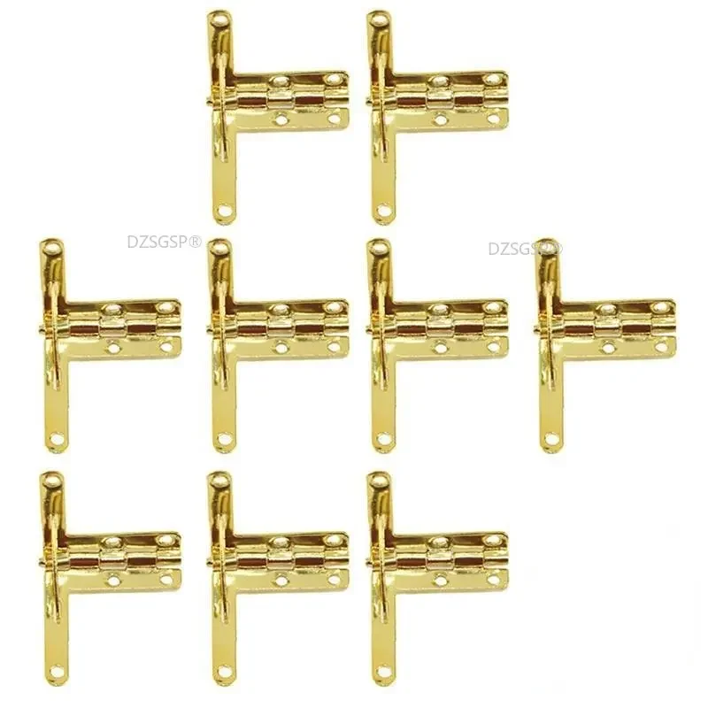 10pcs 90 Degree 30X33mm Golden Antique Brass Jewelry Gift Wine Case Watch Box Wood Lid L 90degree Support Spring Hinge Display