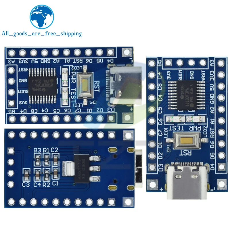 

TZT STM8S003F3P6 STM8S103F3P6 Системная плата TYPE-C STM8S STM8 Макетная плата Минимальная основная плата для Arduino STM DIY KIT