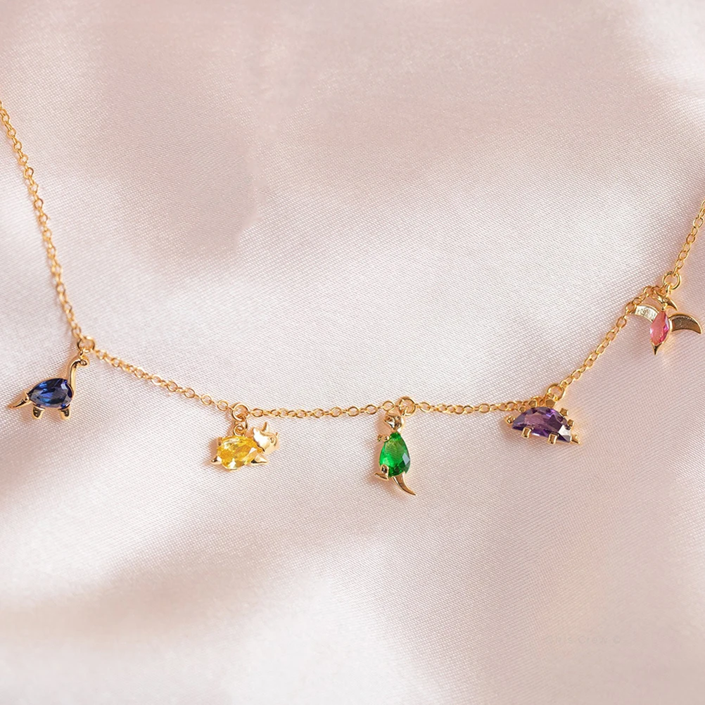 

Little Dinosaur Clavicle Chain Women Necklace Punk Cute Colorful Elegant Fashion Unique Girl Neck Chain High Quality Durable