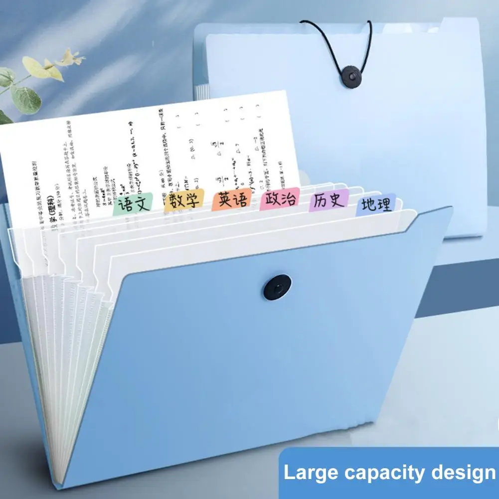 Organ Folder Buckle Design File Storage Bag Transparent Insert Documents Storage A4 8 Grids File Folder Stationery Supplies