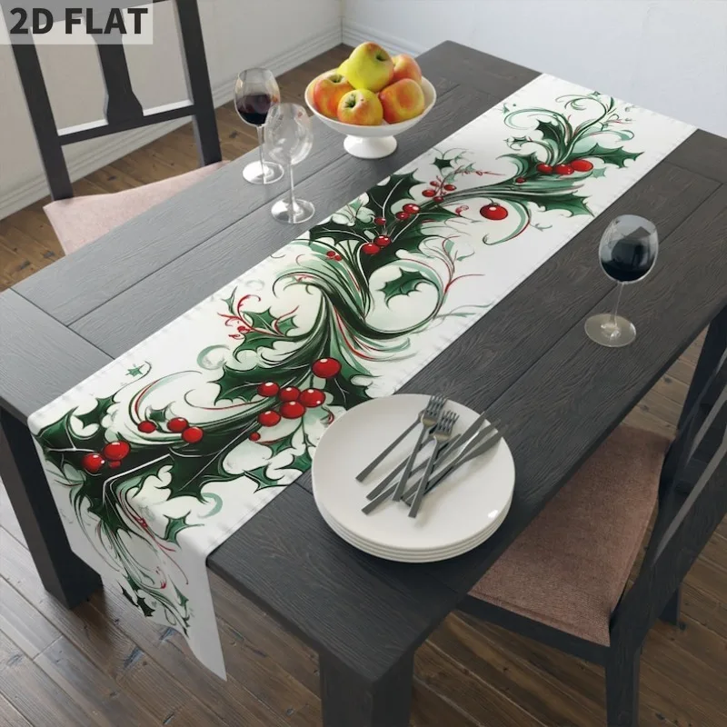 

Calligraphy Holiday Table Runner Baskerville Inspired Elegant Christmas Decor Dining Table or Bed Runner Polyester material