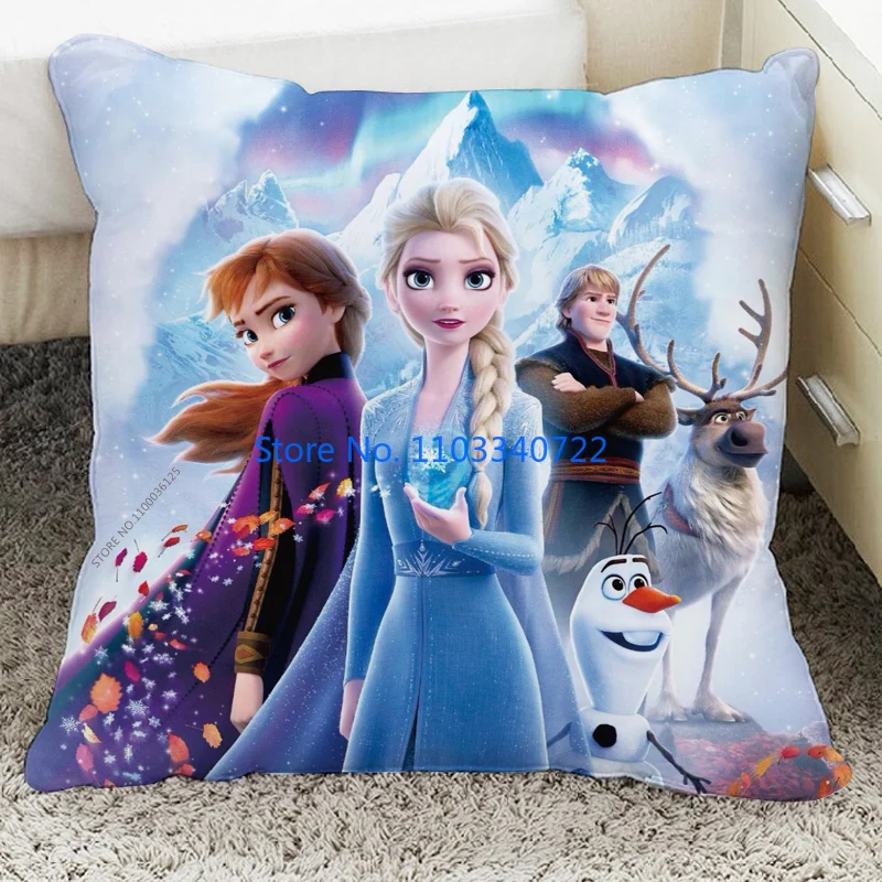 Discounts Frozen Elsa Anna Princess Girls Cushion Cover Plush Pillowcase Pillow Case Sofa Car Home 45x45cm Kids Birthday Gift