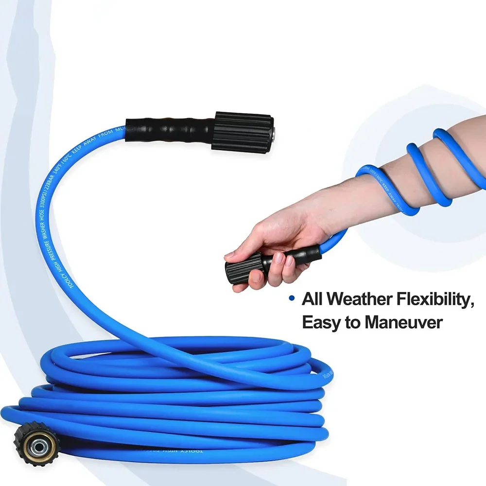 Super Flexible Pressure Washer Car Wash Water Cleaning Hose Pipe Cord Kink Resistant Power Washer Hose M22 3/8\