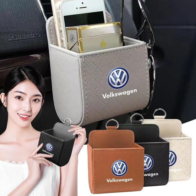 Car Air Outlet Suspension Leather Storage Box Car Accessories For Volkswagen VW CC Polo Golf 4 5 6 7 MK7 MK5 MK4 MK6 Transporter