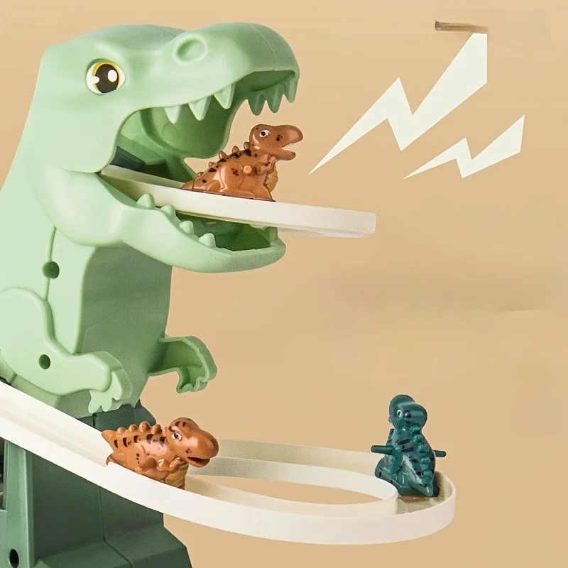 Ensemble de jouets de piste de course de dinosaures électriques pour enfants |   Jeu de voiture sur rail coulissant à assemblage amusant avec lumière et son |   Cadeaux éducatifs STEM