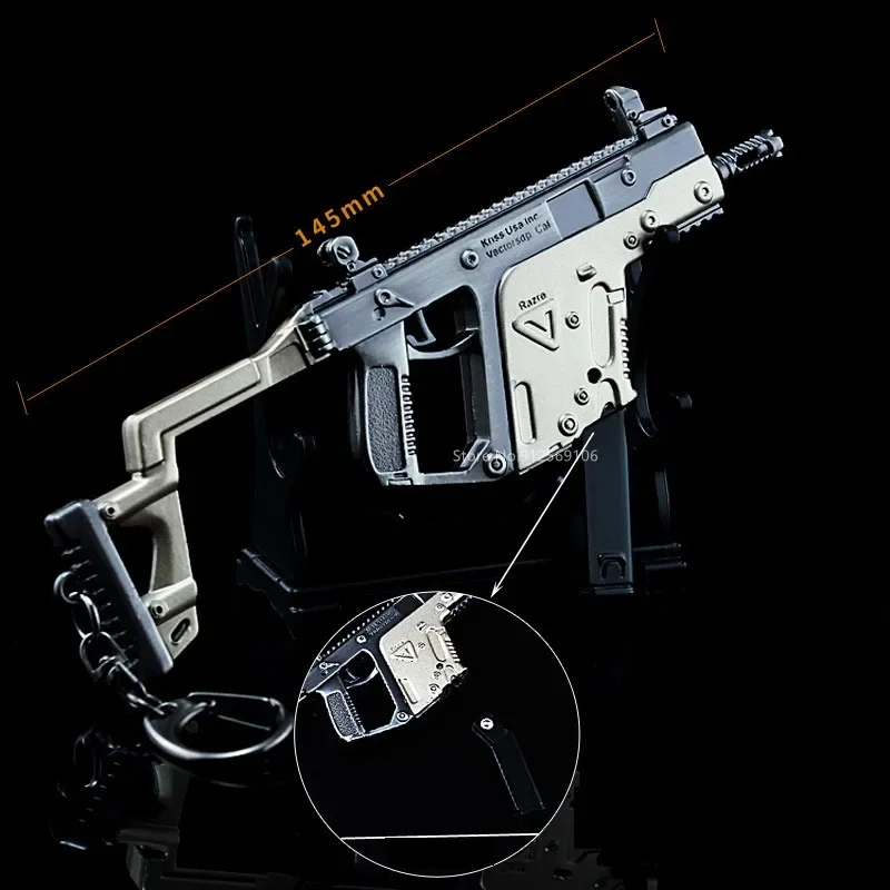 1:3 Metal Vector Submachine Toy Gun Miniature 14.5CM Model 2022 New High Quality Pistol Keychain Craft Pendant Birthday Gifts