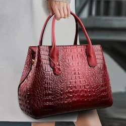 Genuine Leather Bags Women Crocodile Luxury Handbags Women Bags Designer Crossbody Bags Female Retro Tote Handbags H47