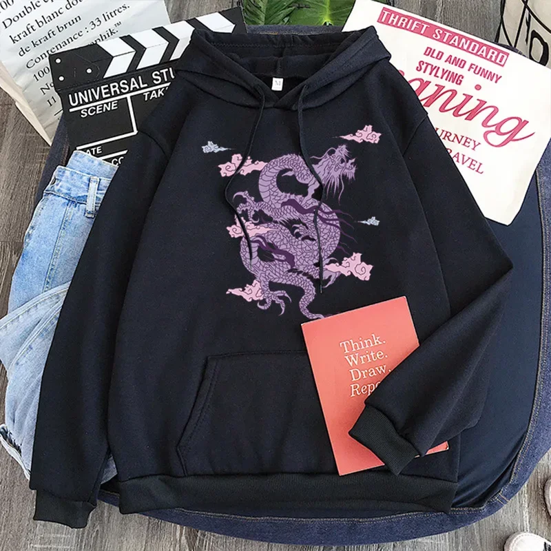 

Novelty Cute Harajuku Oversized Streetwear Loose Dragon Hoodie Dragon Aesthetic Vintage Print Sweatshirt Women Hoodies Dropship