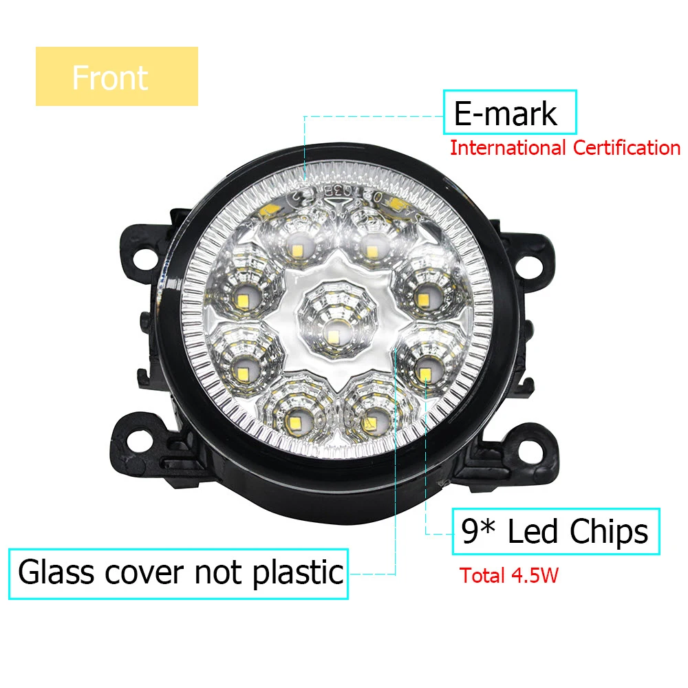 2PCS 9 Led Car Fog Lamp for Fiat 500X Cross City Cross Trekking Sport 2018 2019 2020 Halogen Fog Lights Daytime Running Lights