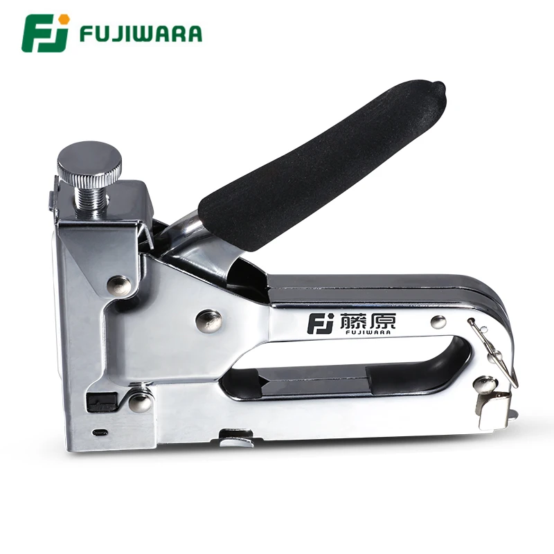 FUJIWARA Nail Stapler Manual Nail Gun Three-use Heavy-Duty Stainless Steel Nail Gun With 800 Staples Attached