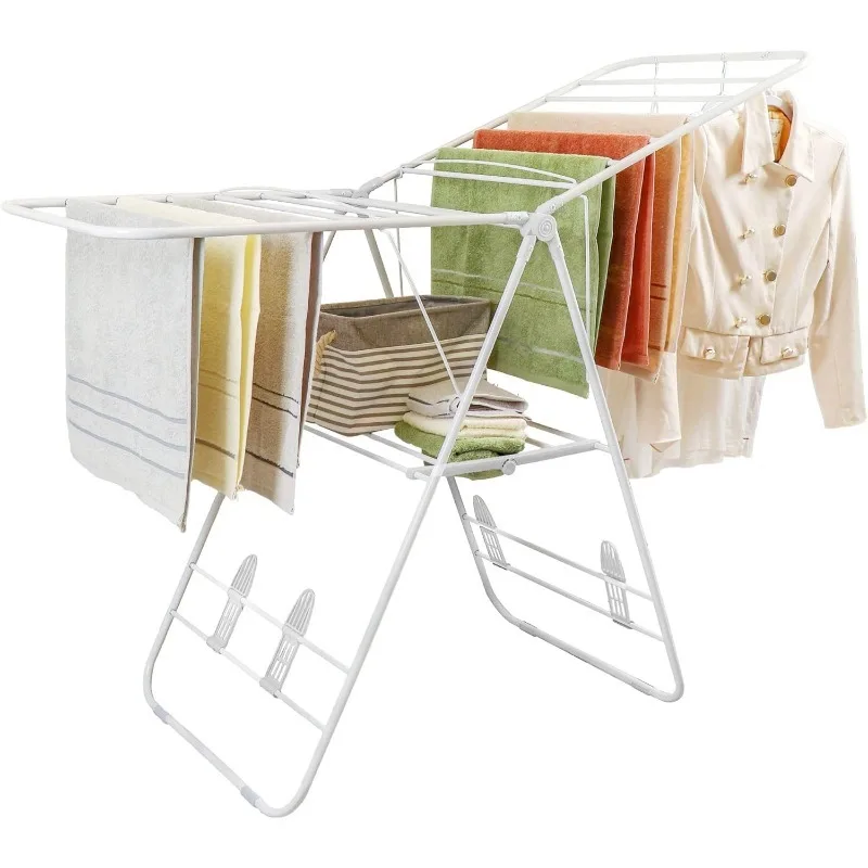 Foldable Clothes Laundry Drying Rack, 18m – Space-Saving, Height-Adjustable Wings, for Indoor and Outdoor Use, Bed Linen