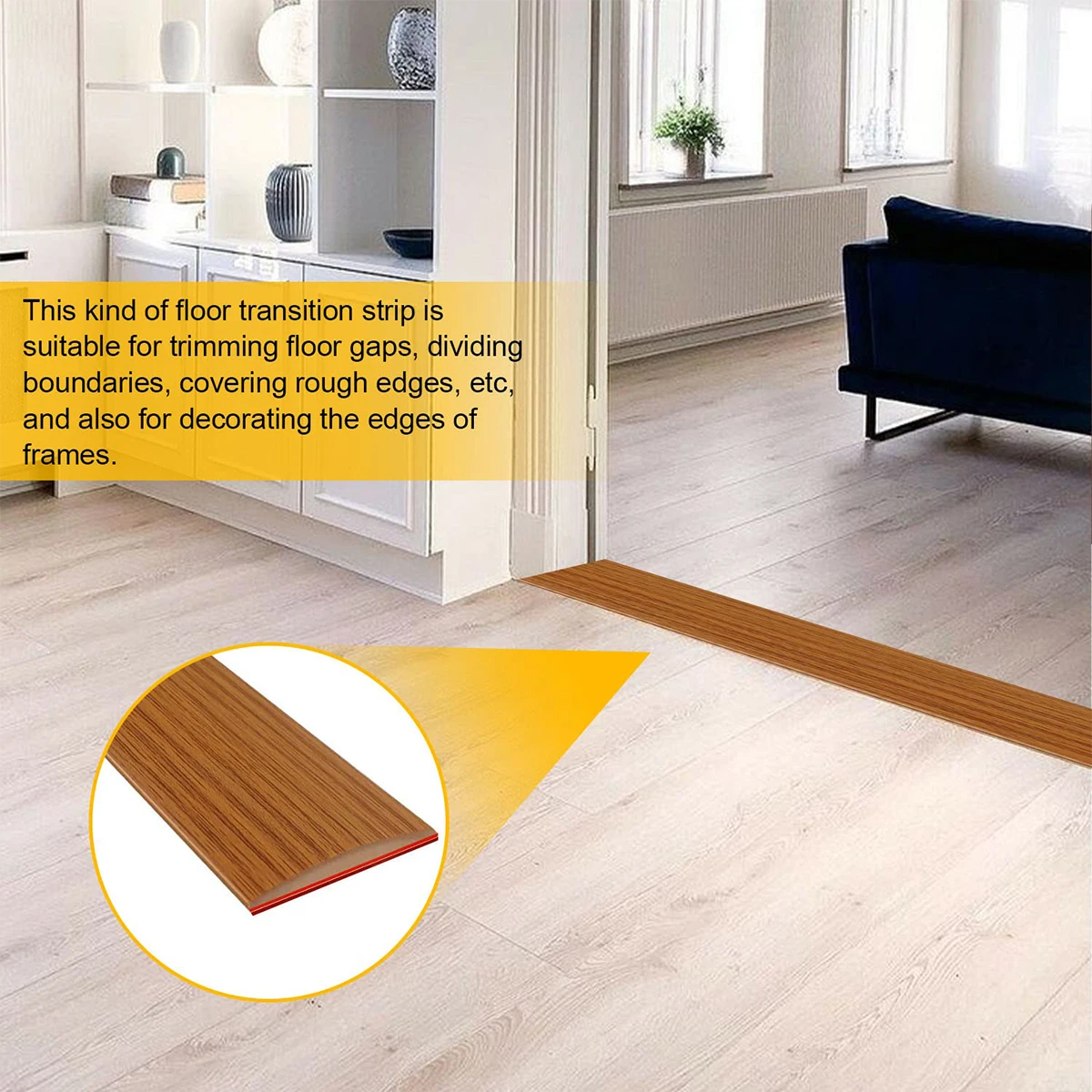 Self-adhesive Floor Threshold Strip, 400 X 5 Cm Threshold Transition Strip Floor Gap Edge Strip For Covering Gaps Between