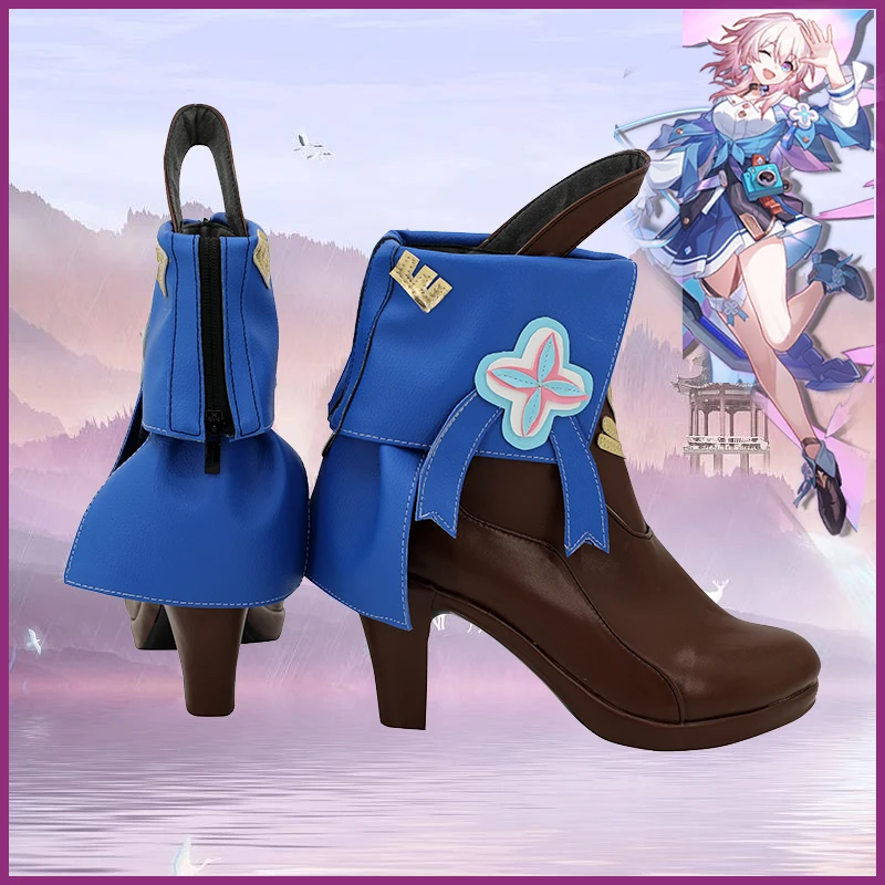 

New! Star Rail Cos March 7th Cosplay Customize high-top Prop Shoes brown Cosplay high heels Shoes E