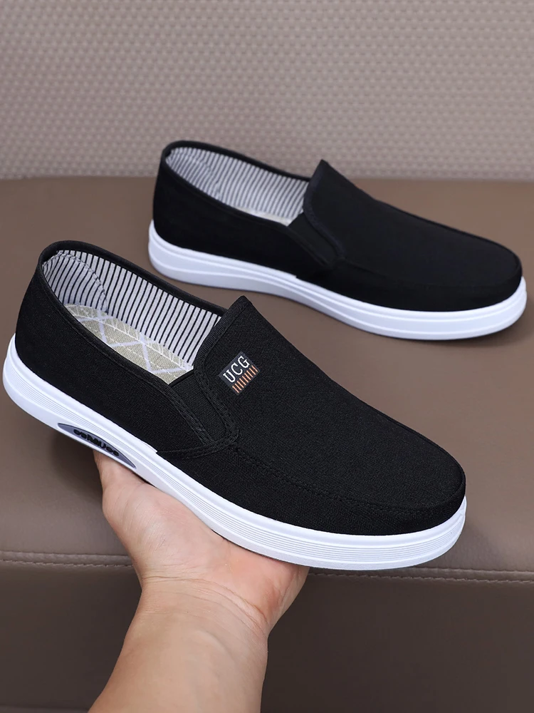 Men‘s Canvas Shoes Low Top Joker Men‘s Casual Breathable Men’s Shoes One Pedal Lazy Work Shoes