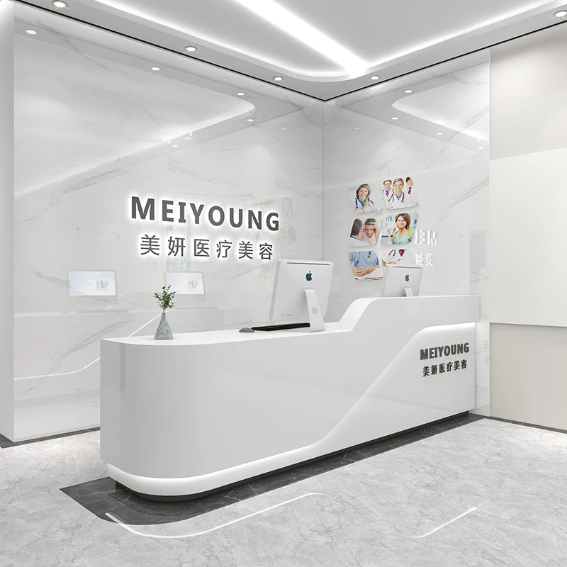Checkout Front Desk Reception Counter Luxury Long Classic Reception Desks Beauty Salon Classic Mostrador Recepcion Furniture