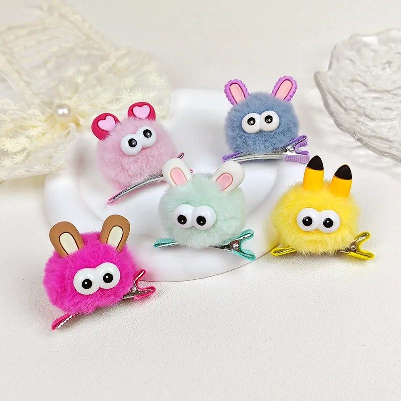 5 قطع من مشبك شعر على شكل نجمة خماسية من القطيفة ذات عيون كبيرة ومشبك على شكل قرش، لطيف وعصري #1