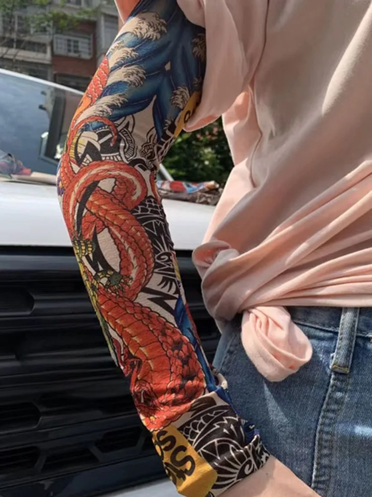 AliExpress NONE 6 PCS Tattoo Sleeves Unisex Summer Cycling Sun Protection Arm Covers Beach Driving Fishing Breathable Nightclub Elastic Sleeves