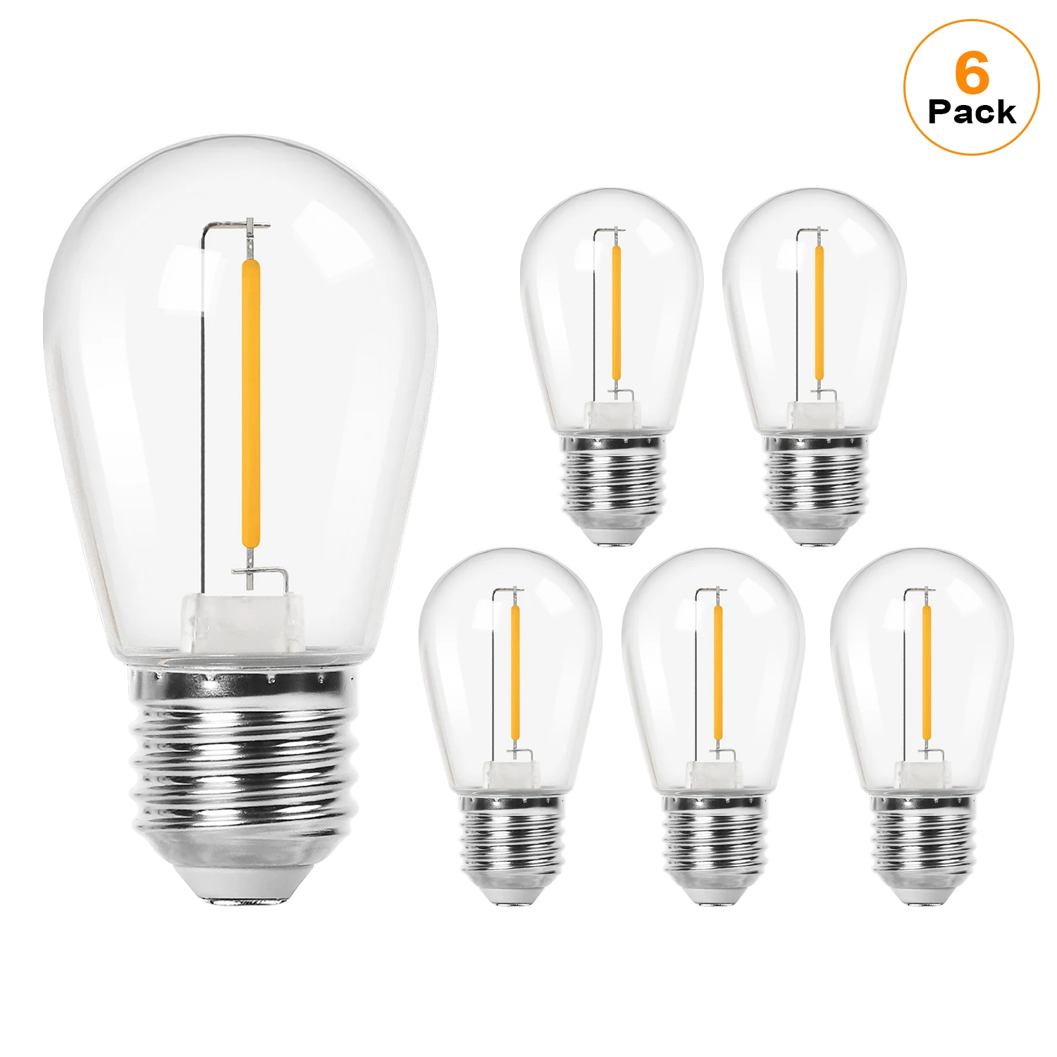 S14 1W LED-snaarlampen gelijk aan 11W E27-basis Vintage Edison Plastic Waterdicht Buiten Vervang lamp Feest Bruiloft Decor