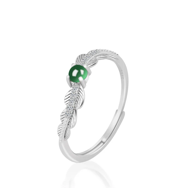 Natural A-Grade Tinta Jade Stone Ring para Mulheres, S925 Prata, Incrustado Moda, Jóias High End, Artesanato, Presentes Ajustáveis, Atacado