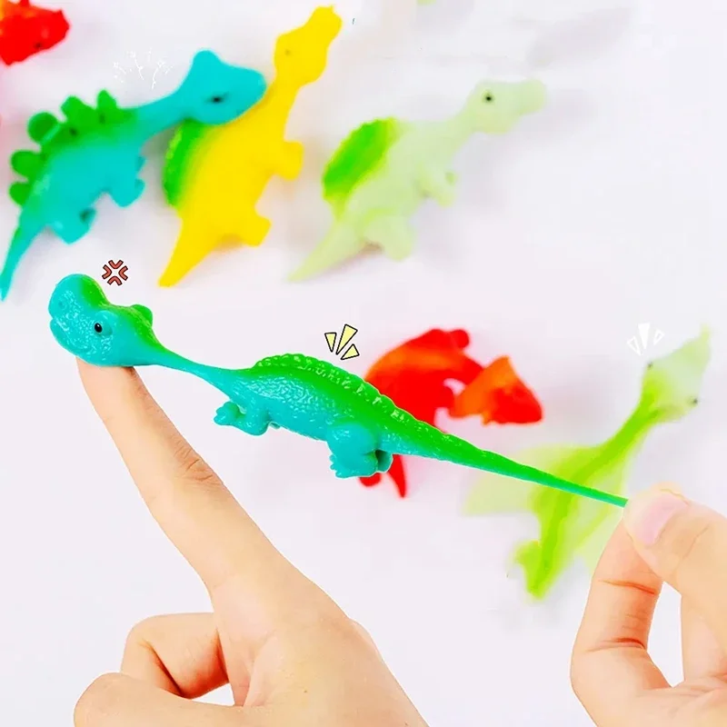 10PCS Dinosaur Finger Sticky Catapult Decompression Toy Turkey Finger Slingshot Kids Jungle Birthday Party Favors Guest Gifts