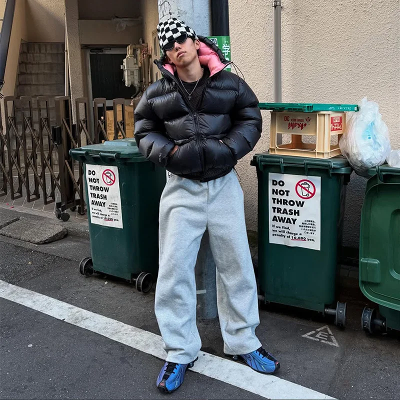 

Розово-черные женские пуховики с капюшоном на шнурке, пышное хлопковое стеганое пальто, контрастная верхняя одежда на молнии, новинка 2024, зимние женские пальто