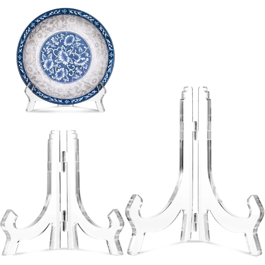 

2 Pieces Plate Stand 4.4/6.4 Ih Clear Acrylic Easels Display Stands Plate Display Stands Display Holder for Frame Picture Magne