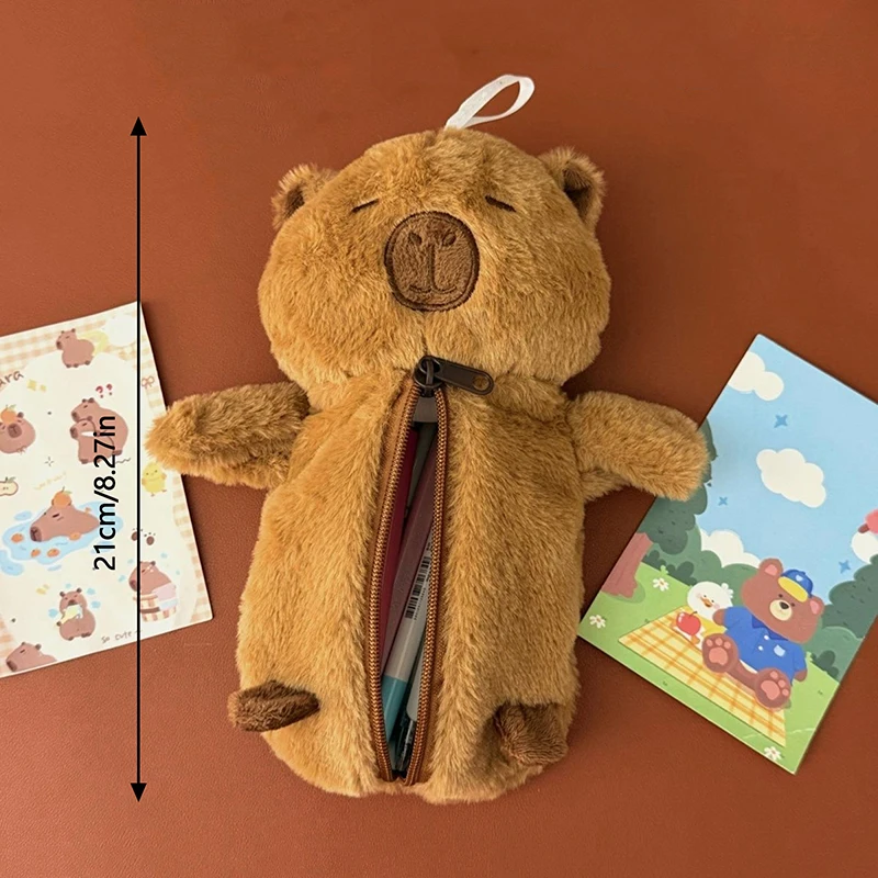 Creative Plush Capybara Pen Bag Clutch Bag Large Capacity Cartoon Pen Case Multifunctional Student Stationery Storage Bag Gift