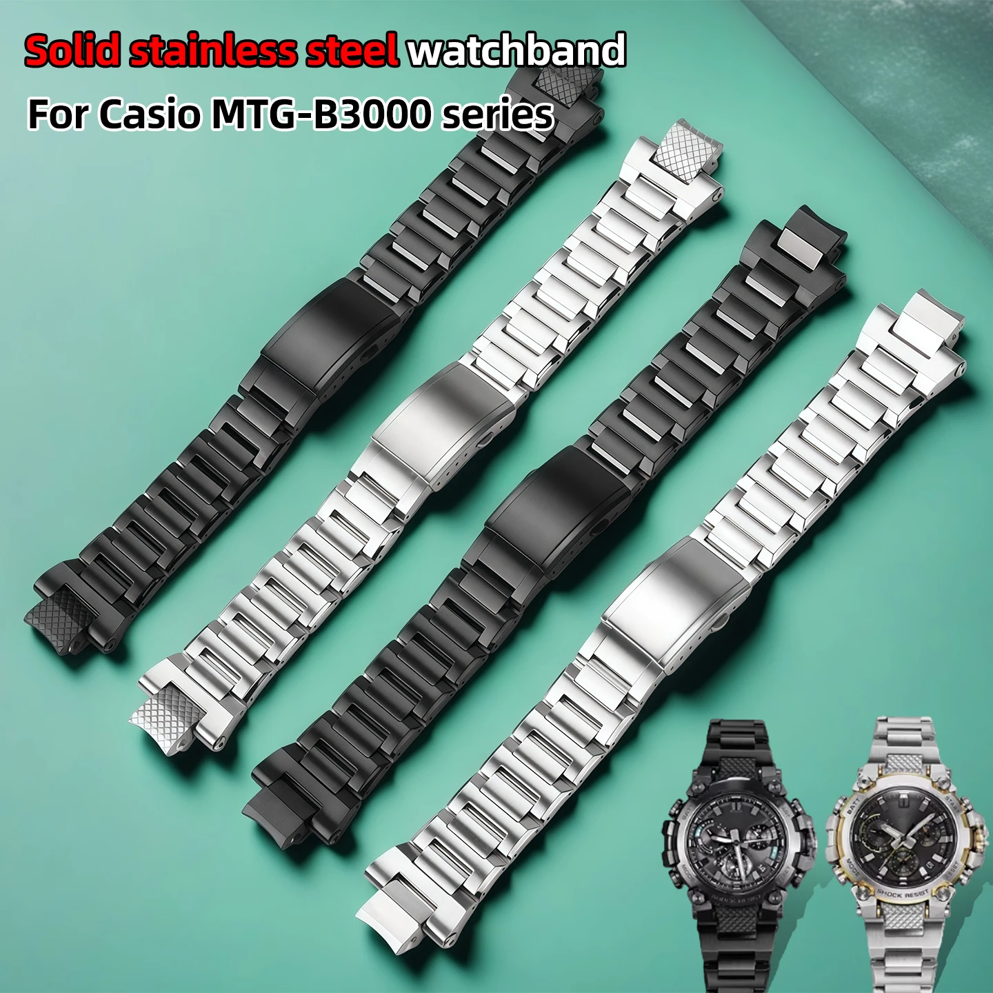 

MTG-B3000 Solid stainless steel watchband For Casio MTG-B3000 series Metal steel quick release Men's bracelet Watch accessories