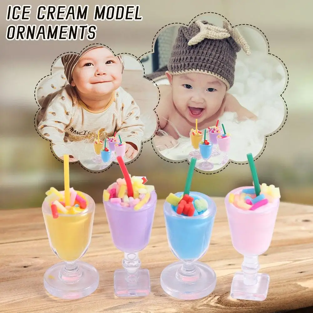 8Pcs/set Handmade Mini Ice Cream Figurines Cute Cartoon Food Toys Model DIY Ice Cream Miniature Kitchen