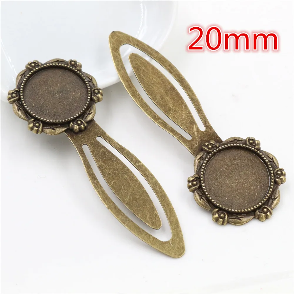 2pcs Antique Silver Plated Bronze Bookmark Cabochon Base Set